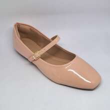 Women's Mary Jane Flats Square Toe Patent Leather Simple Basic Elegant - 乾枯玫瑰色 - 查看 2