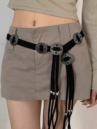 Cinturón de cintura estilo occidental vintage y personalizado, hecho a mano, de estilo bohemio con cordones de ante y borlas trenzadas