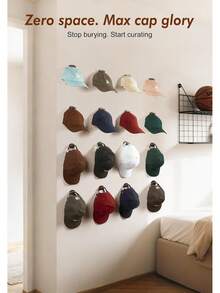 4/8/12/24pcs No Drill Wall Mounted Hat Hooks, Baseball Cap Racks, Hat Racks, Wall Decor, Home Storage, Home Decor, Space Saving Organizer, Bedroom Accessories, Bathroom Accessories, Practical Hooks - Multicolor - View 6