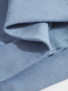 Áo nỉ trễ vai cho nam, áo cotton, áo nỉ họa tiết nghệ thuật, áo nỉ denim cổ tròn dáng rộng màu xanh dương phù hợp cho mọi mùa. - Xanh denim - Xem 4