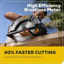 Cordless Electric Circular Saw, 7-1/4" Brushless Electric Circular Saw, 0-50 Degree Tilt Capability, With 2 Blades, For Woodworking, Stone And Plastic (Without Batteries) - 黃色 - 查看 4