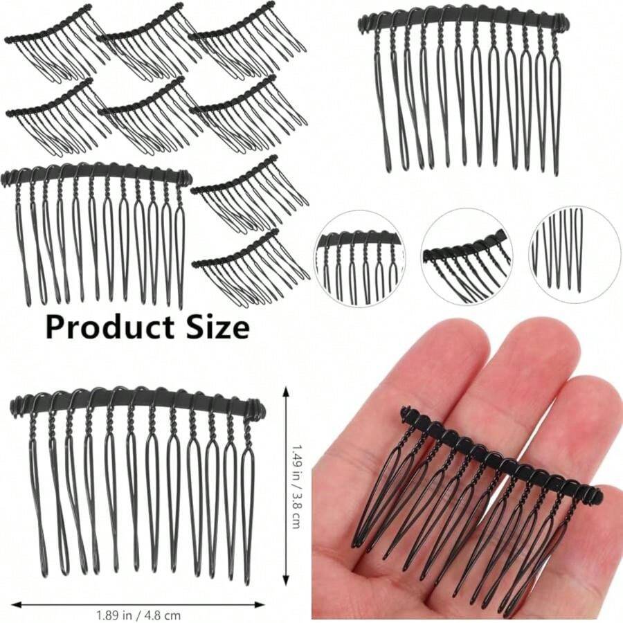 25 Piezas Accesorios para el cabello peines de pelo francés tiara decoración peinetas laterales francesas peine de pelo para mujer Metal Decorar Pedazo de cabello sombrerería novia(default) - Multicolor - Ver 1