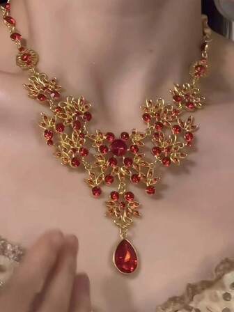 3 قطع طقم قلادة وأقراط معلقة بتصميم هندسي من الزهور والقطرات المائية لعام 2026، من معدن متعدد الألوان مرصع بالزركونيا المكعبة، بطراز أنيق وكلاسيكي للزفاف والحفلات