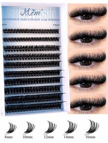 200pcs Fluffy False Eyelashes Set, 40D+60D+80D Thick Individual Lashes, Lengthening & Curling Lashes, 10-16mm Delicate Lashes, Suitable For Travel, Daily Wear (Beginner Friendly), Wedding, Date, Party, Holiday, Ideal For Christmas/Halloween/Gifts - D - View 5
