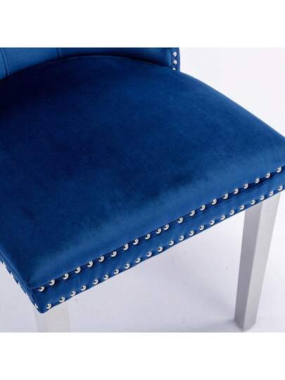 Furniture, Nikki Moderne Collection, High End Upholstered Solid Wood Contemporary Dining Stoel Chrome Stainless Steel Legs Nail Ornament, Set Of 2, Grijs Chrome, DE1701GY view 11