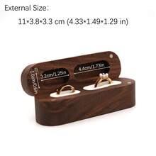1 Pc Custom Personalized Wedding Ring Box, Large Wooden Two-Slot Ring Box, Ring Bearer Box, Ring Box Proposal, Ring Box With Magnetic Attachment, Walnut Ring Storage Box, For Modern Rustic Wedding - Two-slot Rounded Corner Ring Box - View 11