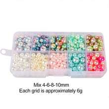 Set de cuentas - Clasificación de 10 colores 4-6-8-10mm Perlas de ABS perforadas previamente para hacer joyas DIY, pulseras, collares y artículos de manualidades (El estilo de la caja para almacenar las cuentas es aleatorio. Debido a las diferencias en la artesanía y los píxeles de visualización de los teléfonos móviles, las ligeras diferencias de color en las cuentas son un fenómeno normal.)