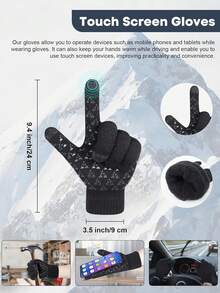 三件套均码多色针织帽保暖内衬颈套触屏手套涤纶防风保暖透气Y2K街头风三角标签，适合骑行、滑雪、摩托车等户外运动，秋冬季适用 - 彩色 - 查看 3