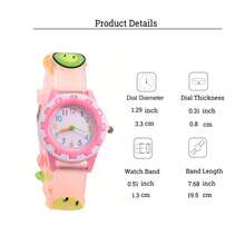 1pc Cute Fruit Print Pink Band Quartz Watch, Suitable For Birthday Gift, Year-End Promotion, Christmas Gift - Multicolor - View 9