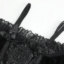 EVA LADY 1pc Gothic Style Velvet Lace Off-Shoulder Top, Retro Formal Outfit For Autumn/Winter - Black - View 6