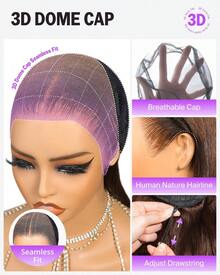 MEGALOOK 巧克力棕色丝滑直发升级版 13x6 三合一™ 无胶假发 - 100% 真人发，带抽绳，18-24 英寸，预拔毛自然发际线，透明蕾丝前假发，180% 密度，无需胶水，预剪耳到耳蕾丝，柔软质感