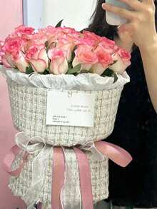 1 Set Of Fabric Flower Wrapping Cloth, Including Ribbon And Flower Wrapping Paper, Is Suitable For Florist Bouquet Wrapping, Flower Arrangement Materials, Birthday Parties, Events, Valentine's Day, And Other Occasions. It Can Also Be Given As A Valentine's Day Gift.