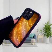 Cubierta de teléfono con diseño estelar dorado y púrpura para iPhone 14 Pro Max funda protectora con patrón de galaxia brillante ideal para uso diario en interiores y exteriores Aplicable a teléfonos Apple y Galaxy. - Negro - Ver 3