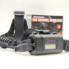 Lámpara táctica LED zoom headlight LJK DT-808-539 frontal recargable, linterna cabeza multiuso, iluminación camping trekking ciclismo, resistente agua, batería larga duración - Negro - Ver 4