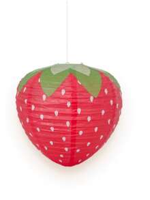 8-Inch Strawberry Paper Lantern, Red And Pink Hanging Strawberry Decor, Fruit Theme Party Decoration