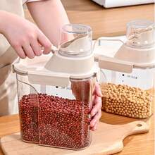 Hộp đựng ngũ cốc kín khí di động, thích hợp để đựng gạo, bột mì, đậu nành, kê, đậu xanh, mè, đậu đỏ và các loại ngũ cốc khác, cũng thích hợp để đựng thức ăn cho thú cưng. - Nhiều màu - Xem 5