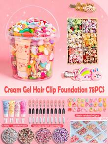 DIY黑白发夹，随机颜色仿奶油色带花尖，随机树脂饰品，送朋友的礼物，可爱发饰 - 彩色 - 查看 10