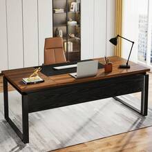 Tribesigns L-Shaped Executive Desk With Reversible File Cabinet, 63" Office Desk With Storage Drawers, L-Shaped Computer Desk With Drawer Cabinet For Hanging Letter Size Files - 胡桃木&黑色 - 查看 11