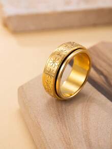 1 Piece Of Fashionable And Cute Stainless Steel Daisy Ring For Women, Rotatable To Relieve Anxiety, Suitable For Daily Matching, Holiday Date Gift Accessories - Multicolor - View 4