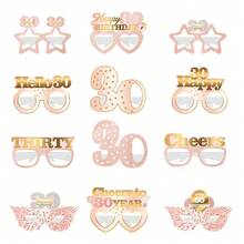 12 Pcs 30th Birthday Paper Eyeglasses Decorations For Women, Pink Rose Gold Happy 30th Birthday Eyeglasses Party Supplies, Funny Thirty Year Old Birthday Glasses Decor 40th/50th/60th/70th ﻿ - Multicolor - View 9