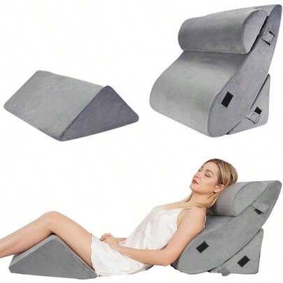 Premium 4 Pcs Orthopedic Bed Wedge Pillow Sleeping - Foam Pillows Back, Neck Leg Support, Snooring - Wedge Pillow Set With Washable Cover