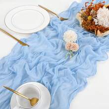 10 Pack Baby Blue Cheesecloth Table Runner 17x108 Inch Boho Gauze Cheese Cloth Table Runners For Wedding Party Birthday Home Decor - Baby Blue - View 4