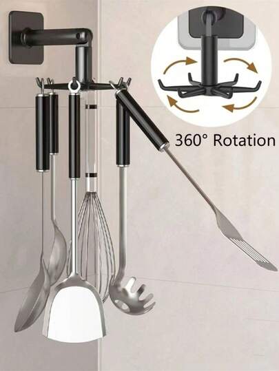 1 Móc treo đồ nhà tắm xoay đa năng, 6 chấu, lắp đặt không cần khoan hay dán, thích hợp cho tủ nhựa, giá đựng dao kéo nhà bếp có thể thu gọn và tiết kiệm không gian, lý tưởng để treo khăn, móc áo choàng, dụng cụ nhà bếp và phụ kiện phòng tắm, chất liệu nhựa ABS bền, thiết kế chống trượt, dễ dàng điều chỉnh vị trí, tùy chọn lắp đặt ẩn, kiểu dáng tối giản hiện đại.