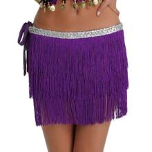 带流苏的肚皮舞臀巾，性感拉丁舞腰带，适合肚皮舞练习、瑜伽健身、弗拉明戈表演，流苏裹裙 - 彩色 - 查看 15