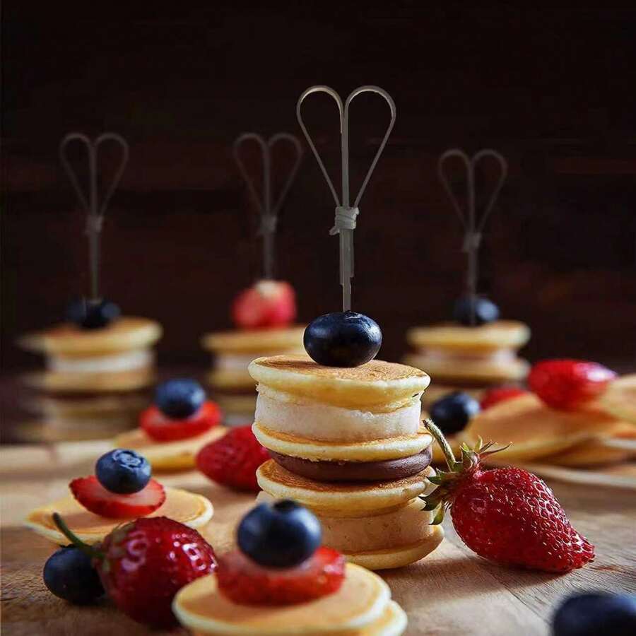 2/20/50/100/200pcs Black Scissor Shaped Fruit Picks, Cake Skewers, Flower Picks, Fruit Sticks, Dessert Picks. Creative Art Toothpicks, Decorative Bamboo Skewers, Cake And Burger Art Forks, Suitable For Beverage Decoration, Birthday, Wedding, Party, Kitchen, Restaurant Supplies - Black - View 1