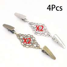 1Pc/2/4/6Pcs Fashion Sweater Clip Geometric Hollow Cardigan Clip Fashion Clothing Decoration Brooch Vintage Alloy Sweater Clip Silk Scarf Cardigan Button Shirt Collar Pin Anti-Slip Buckle Pin Keep Your Cardigan Collar With Fashion Accessories - Multicolor - View 18