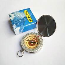 1pc Premium Stainless Steel Pocket Watch Compass, Outdoor Camping Directional Compass - Silver - View 4