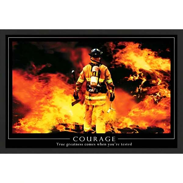 Cartel de Courage Firefighter Motivational True Greatness 36 x 24 pulgadas