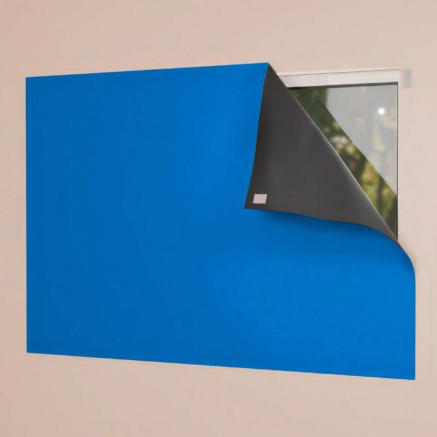 PVC Blackout Panel Curtain, Blocks 100% Of Light, For Living Room, Bedroom, Kitchen, Various Colors - Azul - Ver 1