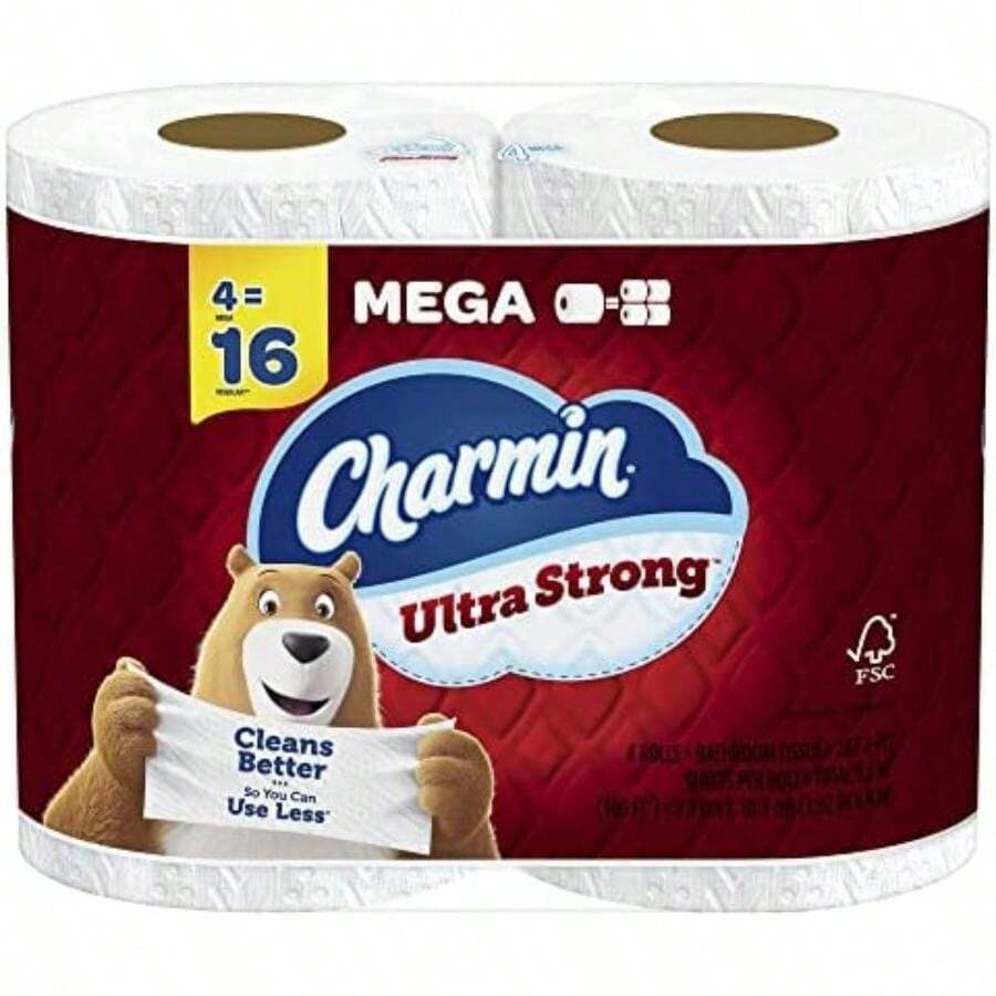 Charmin Papel higiénico ultra fuerte, 4 megapollos, 242 hojas por rollo(4 Count (Pack of 1)) - Multicolor - Ver 1