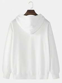 1 Piece Men's Hoodie: Cotton-Polyester Blend, Exquisite Print, Outdoor Suitable For Autumn & Winter Commutation - White 001 - View 3