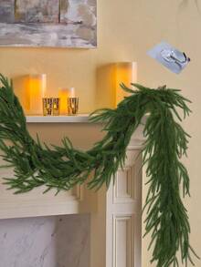 2pcs Lifelike Artificial Pine Branch Garland - Perfect For Staircase & Indoor/Outdoor Christmas Mantle Decor Home Decor Christmas Decorations Room Decor Winter,Artificial Rattan Christmas Decoration, Pine Needle Wreath, Soft Rubber Touch, Christmas Rattan Artificial Green Plant Home Decoration - Multicolor - View 6