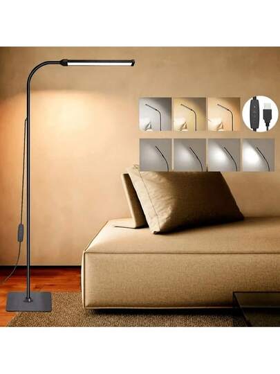 Yogle LED Vloer Lamp, Reading Lamp [120 LEDs, Modes 3000K 6000K 10 Brightness Settings] Dimmable Tafel Flexible Gooseneck Tube, Living Room, Bedroom Office view 5