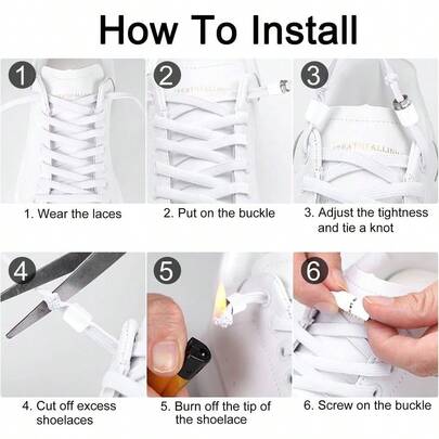 Shoelaces Without Tying, 6 Pairs Of Laces Bowless Shoelaces With Quick Release Elastic Shoelaces No Tie Shoelaces W...