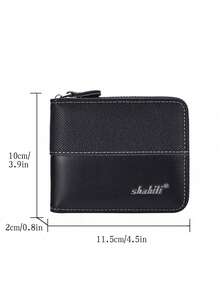 SHABILI New Short Wallet, Popular Men's Zipper Card Holder, Student Coin Purse Wallet - Black - View 4