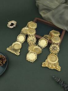 1pc Hollow Floral Metal Napoleon Portrait Waist Chain, Suitable For Middle Eastern Banquet, Wedding, Bride, Festival Party, Long Dress, Moroccan Caftan, Golden Waist Belt Valentine's Day Accessories - Belt - View 5