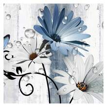 Rustic Farmhouse Shower Curtain, Farm Blue Daisy Floral Flowers And Butterfly On Country Wooden Shower Curtain For Bathroom, Turquoise Blue Bathroom Shower Curtains With 6PCS Hooks, 36X70IN - 多色550 - 查看 4