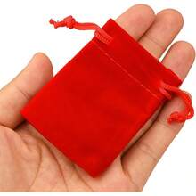 2025Nydotd 100pcs 2 X 2.8 Inch Black Velvet Cloth Jewelry Pouches Velvet Drawstring Bags Christmas Candy Gift Bag Pouch For Wedding Favors Gifts, Event Supplies Party Favors - 紅色 - 查看 3