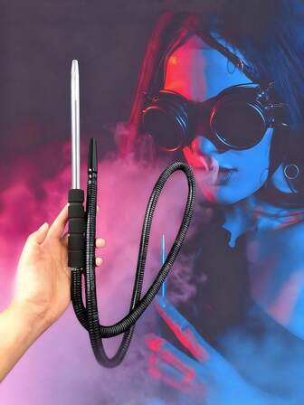 Black/White Flexible Telescopic Hookah Hose With Glass Mouthpiece Handle - 11.8 Inch To 70 Inch Extendable Hookah Accessories Collection Foam Handles With Hose Connector For Shisha - Personal Or Group Use Parties & Bar Essentials, Social Gatherings And Events
