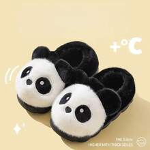 Women's Plush Lined Cute Panda Thick Sole Indoor Slippers, Suitable For Home, Bedroom, Autumn/Winter. Cartoon Casual Flat Women Slippers, Funny Slippers, Fluffy Female Slippers, Couple Slippers, Winter Men's Home Slippers