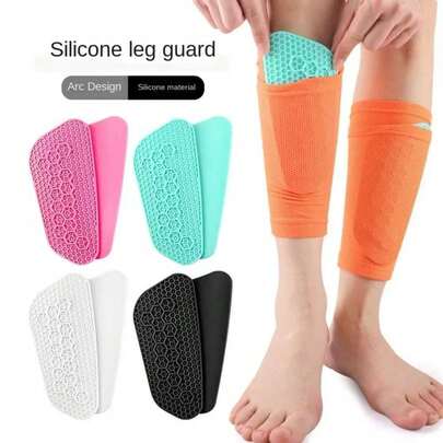 1 Pair Silicone Soccer Shin Guards, Lightweight Shock Absorbing Silicone Football Shin Pad, Shockproof Leg Protection Wear-Resistant Football Protectors Pad Women