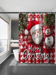 Bộ rèm tắm Giáng sinh 1/3/4 chiếc - Họa tiết yếu tố mùa đông, Bộ rèm cửa sổ phòng tắm, 12 móc, Thảm phòng tắm, Thảm chùi chân hình chữ U, Nắp bồn cầu - Dùng để trang trí phòng tắm - Quà tặng Giáng sinh thanh lịch, Trang trí Giáng sinh, Trang trí nhà cửa - Nhiều màu - Xem 10
