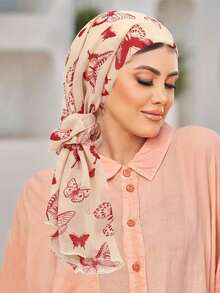 وشاح رأس مطبوع من الشيفون مع ربطة شعر، طرحة مسلمة مطاطية للسرطان وفقدان الشعر، غطاء رأس، عصابة رأس متعددة الوظائف، تصميم ملفوف من الحرير الحليبي للخروج اليومي والعناية بالجسم