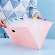1pc 5-Compartment Accordion File Folder For Students, Cute Transparent Classification Storage Pouch For A4 Multi-Layer Storage Bag