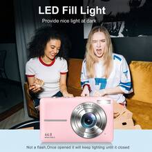 4400MP 全高清 1080P 紧凑型数码相机，16 倍光学变焦，附赠 32GB SD 卡和挂绳，适合初学者的口袋相机（粉色） - 粉色 - 查看 7