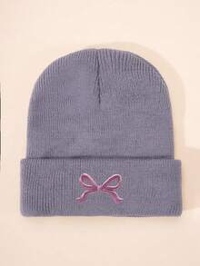 1顶绣花蝴蝶结纯色针织婴儿/儿童滑雪帽，男女童保暖组合，Y2K风格户外冬季针织帽，百搭保暖针织帽，适合日常佩戴 - 針織帽 - 查看 17